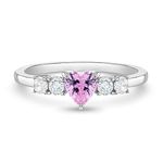 925 Sterling Silver Size 4 Brilliant Clear Round & Pink Heart Cubic Zirconia Rings for Girls - Fashionable CZ Ring Bands for Children & Preteens - Cute Heart Jewelry for Little Girl's Daily Accessory