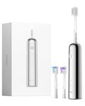 Laifen Wave Electric Toothbrush, Oscillation & Vibration Sonic Electric Toothbrush for Adults with 3 Brush Heads, IPX7 Waterproof Magnetic Rechargeable Travel Powered Toothbrush (Stainless Steel)