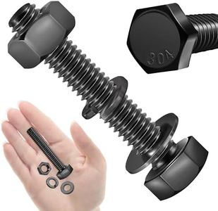 Mywish (10 Sets) 1/4-20 x 1-3/4" Hex Head Stainless Steel Bolts and Nuts with Flat & Lock Washers, 304 Stainless Steel 18-8, Black Oxide, Fully Threaded, 1/4 Bolt, Black Oxide