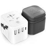 NEEDFULON Worldwide Universal Travel Plug Adapter with 3 USB A + 1 USB C, Dual 10A Fuses | All-in-One Compact Socket Charger | zipper pouch | International Adaptor for UK, USA, EU, AUS, 200+ Countries