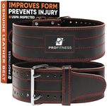 Genuine Leather Gym Back Brace for Lifting Weights - Weight Belt For Weightlifting - Gym Belt for Men and Woman (Black/Red, Small)