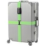 Navaris Suitcase Strap with Lock - Cross Case Baggage Belt with Combination Lock and Luggage Tag for Suitcases, Cabin Cases, Travel Bags - Bright Green