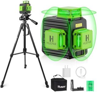 360° Laser Level with 47" Tripod, Huepar 3x360 High Brightness Self-Leveling Green Laser Leveler for Construction, Tile and Picture Hanging, 5200 mAh Li-ion Battery & 2 Portable Bag Included