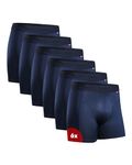 DANISH ENDURANCE Mens Boxers, Anti Chafing, Long Leg or Regular, Sports Underwear Men, Running Boxers, 6 Pack, Blue, Large