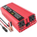 IpowerBingo Car Power Inverter 1000W DC 12V to AC 110V Vehicle Dual AC Outlets Adapter Converter Car Inverter Power Supply Switch On-board Charger with Car Battery Clip & Car Cigarette Lighter Adaptor