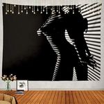 Shrahala Black and White Tapestry, Woman Sexy Artistic Black and White Line Wall Hanging Large Tapestry Psychedelic Tapestry Decorations Bedroom Living Room Dorm(51.2 x 59.1 Inches, Black)