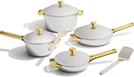 Our Place Titanium Pro Cookware Set (4-Piece) – Always Pan & Perfect Pot | Nonstick No-Coat Technology | Tri-Ply Titanium & Stainless Steel | Safe for Oven, Induction & Cooktops up to 750°F | Gold
