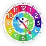 3D Kids Colorful Learning Wall Clock - Easy to Read - Telling Time Teaching Clock for Kids - Classroom Bedroom Wall Decor - Silent Analog Kids Clock for Homeschool, Playrooms, Nursery (12 inch)