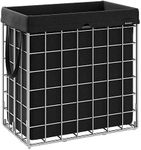 SONGMICS Laundry Hamper, 29 Gal. (110L) Laundry Basket, Collapsible Clothes Hamper, Removable and Washable Liner, Metal Wire Frame, for Bedroom Bathroom, Silver and Classic Black ULCB111B01