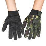 Long Keeper Kids Cycling Tactical Gloves – Boys Sport Climbing Fishing Gloves Anti Slip Full Finger Gloves (S, Camo)