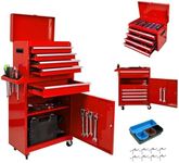 GarveeTech Rolling Tool Chest, Tool Chest with 5 Drawers & Wheels, Portable Rolling Tool Box On Wheels, Tool Chest Organizer for Garage, Workshop, Home Crafts Use (Red, 5-Drawers 2-in-1)