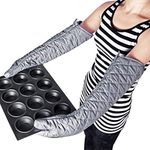 Linwnil New 1 Pair Heat Resistant Oven Gloves New Cotton Oven Mitts Kitchen Gloves High Temperature Cooking Tool BBQ Gloves (23Inch)