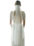 Unsutuo 1 Tier Bride Wedding Veil Ivory Fingertip Bridal Tulle Veil with Comb and Cut Edge (White)