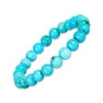 GEMSMANTRA Natural Turquoise Bracelet for Men and Women | Lab Certified 8mm Round Gemstone Beads | Unisex Crystal Reiki Feng Shui Stretchable Elastic Healing Stone Bracelet for Gifting