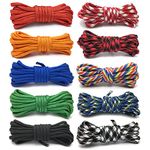 Paracord Cord, 10 Pcs 550 Multifunction Tent Rope Parachute Cord Survival Rope for Making Outdoor Survival Rope Lanyards,Keychain,Carabiner, Sport Climbing Rope(10 FT, 10 Colors)