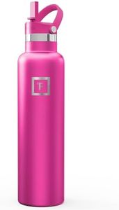 IRON °FLASK 24 oz Narrow Mouth Water Bottle with Straw | Insulated Stainless Steel Sports Water Bottle with Leakproof Straw Lid - BPA Free, Cold 24 Hrs, Sweat Free (Pink Tulip)
