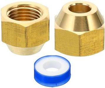 PATIKIL 5/16" Brass Flare Nut, 2pcs SAE 45 Degree Copper Flared Tube Fitting Brass Pipe Fitting for Air Conditioner Water Gas Line, Glossy