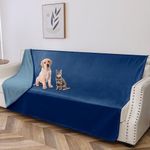 Tuffeel 100% Waterproof Dog Blanket, 52x82 inches Soft Leak Proof Pet Couch Throw for Sofa, Bed Furniture Protector Covers from Dogs Puppys Cats Washable-Navy Blue+Stone Blue