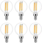 Sigalux G16.5 60W LED Light Bulb, 6 Pack, Dimmable, E12 Base, 2700K Warm White, for Chandeliers, Ceiling Fan, Pendant, 500 Lumens