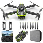 Drone with Camera 1080P for Kids and Adults, RC Quadcopter Drone for Beginners with Brushless Motor, One Key Start/2 Battery Long Fly Time, Toys Gifts for Boys and Men Birthday Gifts (Green)