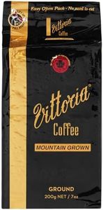 Vittoria Coffee Premium Mountain Grown Ground Coffee - 200g. High Altitude Dark Roasted Coffee Beans, Perfect with Home Filter Machines, Pour Over, Chemex, Plungers.