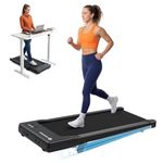 DeerRun Under Desk Treadmill with 6% Incline, 2.5HP Walking Pad with 300 Lbs Weight Capacity, Portable Walking Machine for Home Office, Smart App, Remote Control, Space Saving Mini Treadmill
