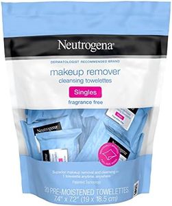 Neutrogena Fragrance-Free Makeup Remover Cleansing Towelette Singles, Individually-Wrapped Daily Face Wipes 20 ct