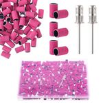 200Pcs Nail Sanding Bands 240 Grit Fine Sanding Bands for Nail Drill Nail Files with 2Pcs Nail Drill Bits for Electric Nail Files Machine Manicure Pedicure Nail Sanding Bands with Boxed