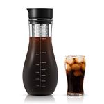 Soulhand Cold Brew Coffee Maker, Airtight Iced Coffee Tea Pitcher Brewer Maker Infuser 48oz 1.5L Glass Pot with Spout, Removable Stainless Steel Steeping Filter Basket for Iced Coffee Tea