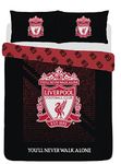 Liverpool Football Duvet Cover Sets Bedding Single or Double Bed Set with Pillowcase LFC Mesh Football Gifts for Boys (Double),Red/Black