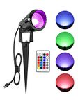 ZUCKEO Christmas Spotlights Outdoor LED Spot Lights for Yard, 10W RGB Color Changing Landscape Lights 120V Waterproof Spotlight with Plug & Remote for House Garden Path Tree Decoration(1Pack)