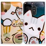 LG Stylo 4 Wallet Case,LG Stylo 4 Plus Case, Bcov Cartoon White Cat Flip Case Leather Cover with Credit Card Slot ID Card Holder Kickstand for LG Stylo 4/LG Stylo 4+