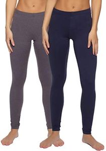 Felina Cotton Modal Leggings (2-Pack) - Small, Navy Charcoal - Extra Lightweight Cotton Pajama Leggings