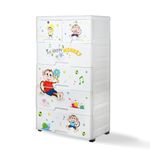 Rasvesh® Chest Of Drawers : Versatile Drawer Storage Organizer & Organisers Storage Box For Ideal For Neat And Tidy Storage Solutions Plastic Drawers Storage For Kids (White Cabinet - Monkey Design)