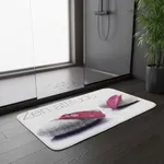 Memory Foam Bathroom Rug 36"x24", Zen Attitude Print, Pink Stones Design, Soft Cushioned Mat, Anti-Slip Backing, Quick Dry, Machine Washable, Ideal for Bath Tub, Shower, Indoor Floor Use