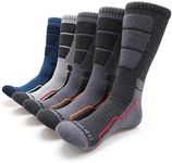 MIRMARU Men's 5 Pairs Hiking Outdoor Trail Running Trekking Moisture Wicking Cushion Crew Socks (M222-MEDIUM)