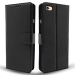 Pikkme Flip Case Leather Finish | Inside TPU with Card Pockets | Wallet Stand and Shock Proof | Magnetic Closing | Complete Protection Flip Cover for iPhone 6 / 6s (Black)