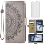 Asuwish Compatible with LG Stylo 3 Stylo3 Plus Wallet Case Tempered Glass Screen Protector Card Holder Flip Wrist Strap Cell Phone Cover for LGstylo3 Style 03 3+ Stylus 3Plus LS777 LGL84VL L84VL Grey