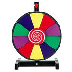 GYMAX Color Prize Wheel, 12"/15" Tabletop Spinning Game with 10/12 Slots, Dry Erase Marker and Eraser, Roulette Wheel of Fortune Game for Party Pub Tradeshow Carnival (12")