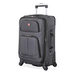 SwissGear Sion Softside Expandable Roller Luggage, Dark Grey, Carry-On 21-Inch, Sion Softside Expandable Roller Luggage