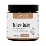 Certified Grassfed Beef Tallow Balm with Vanilla, Patchouli, Vanilla Extract and Frankincense. Deep Moisturizer with Intense Hydration for all Skin Types. Certified Grassfed/Finished Beef Suet by AGW + Handmade by Authentic Body And Soul (Vanilla-4oz)