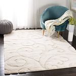 Tauhid Carpet - The Art Of Weaving With Device Of Tc Export Quality Usa Shag Collection Super Soft Graceful Swirl Area Rug For Bedroom (3X5 Feet, Ivory)