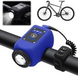 Mountain Bike Electronic Horn Bell, 2024 Upgraded Electric Night Cycling Flashlight Accessories, USB Rechargeable Bicycle Speaker, Ipx5 Waterproof, with 110db Loud Alarm (Blue)