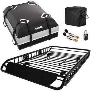 Garvee 64" x 39" Universal Roof Rack Basket, 200 Lbs Capacity Rooftop Cargo Carrier Basket with 21 Cubic Feet (51" x 10" x 18") Waterproof Luggage Bag, for Suvs, Trucks, Vehicles