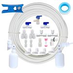 1/4 inch Tube Float Valve Kit for RO Water Reverse Osmosis System. Refrigerator Water Line Kit 1/4"O.D,30 FT Water Tubing(2 float ball valve 16connectors and 1/4" Water tubing) White