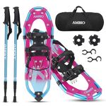 AMBIO Snowshoes for Men Women Youth Kids, Light Weight Aluminum Snow Shoes with Trekking Poles and Carrying Tote Bag (Darkpurple, 25 Inch)