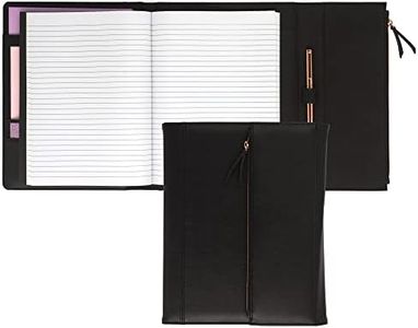 Samsill Women Professional Portfolio/Resume Portfolio/Executive Notebook/Business Portfolio for Women with Magnetic Flap Closure with Rose Gold zipper (Black, Letter Size)