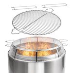 Barbqtime Stainless Steel Spark Protector Screen & Grate for Solo Stove Bonfire, 19" Outdoor Fire Pits, 2-in-1 Design, Silver