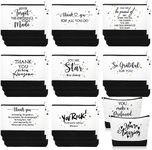 30 Pcs Thank You Cosmetic Bags for Women Girls Employee Appreciation Gifts Motivational Canvas Bag Pouch with Zipper Appreciation Quotes Makeup Bags for Teacher Coworker, 6 Style, Black and White, 30