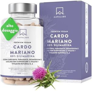Cardo Mariano Fegato 80% Silimarina | Integratore Fegato e Intestino, 600mg Estratto 40:1 di Cardo Mariano Tarassaco e Carciofo Desmodio Vitamina A & E Colina, Depurativo Naturale Vegano - 120 Capsule